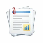 Imagem de um desenho de folhas com vários textos e gráfico presas por um clips